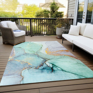 HomeRoots 5' Beige Abstract Area Rug - Washable, Non-Skid Design for Indoor and Outdoor Spaces, Durable & Stylish 9' X 12' 559719
