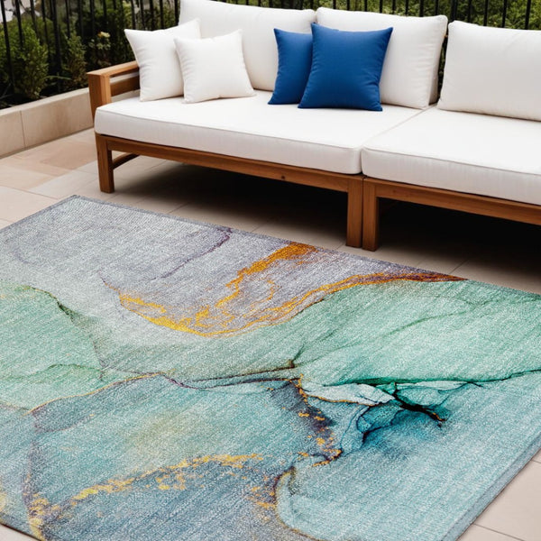 HomeRoots 5' Beige Abstract Area Rug - Washable, Non-Skid Design for Indoor and Outdoor Spaces, Durable & Stylish 10' X 14' 559720