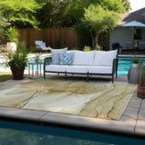 Homeroots 3' X 5' Beige Abstract Washable Non Skid Indoor Outdoor Area Rug Beige Polyester 559724