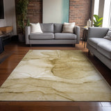 Homeroots 3' X 5' Beige Abstract Washable Non Skid Indoor Outdoor Area Rug Beige Polyester 559724