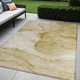 Homeroots 5' X 8' Beige Abstract Washable Non Skid Indoor Outdoor Area Rug Beige Polyester 559725