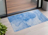 Homeroots 3' X 5' Blue Abstract Washable Non Skid Indoor Outdoor Area Rug Blue Polyester 559733