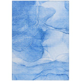 Homeroots 5' X 8' Blue Abstract Washable Non Skid Indoor Outdoor Area Rug Blue Polyester 559734