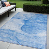 Homeroots 5' X 8' Blue Abstract Washable Non Skid Indoor Outdoor Area Rug Blue Polyester 559734