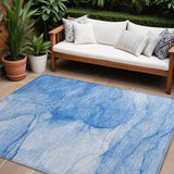 Homeroots 8' X 10' Blue Abstract Washable Non Skid Indoor Outdoor Area Rug Blue Polyester 559736