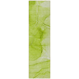 Homeroots 8' Runner Green Abstract Washable Non Skid Indoor Outdoor Runner Rug Green Polyester 559740