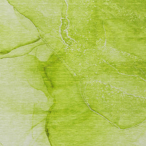 Homeroots 3' X 5' Green Abstract Washable Non Skid Indoor Outdoor Area Rug Green Polyester 559742