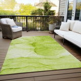 Homeroots 3' X 5' Green Abstract Washable Non Skid Indoor Outdoor Area Rug Green Polyester 559742