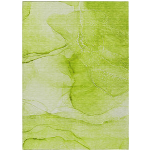 Homeroots 3' X 5' Green Abstract Washable Non Skid Indoor Outdoor Area Rug Green Polyester 559742