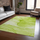 Homeroots 3' X 5' Green Abstract Washable Non Skid Indoor Outdoor Area Rug Green Polyester 559742