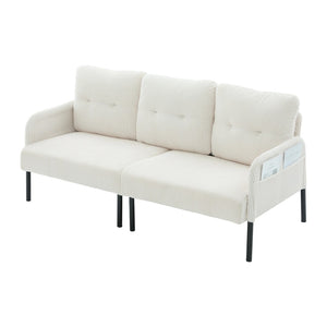 English Elm United We Win Corduroy Loveseat Plush Ergonomic Sofa with Spring Support Metal Legs Beige W1568P410043