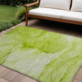 Homeroots 8' X 10' Green Abstract Washable Non Skid Indoor Outdoor Area Rug Green Polyester 559745