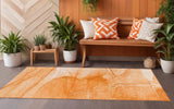 Homeroots 8' Orange Abstract Washable Non Skid Indoor Outdoor Runner Rug Orange Polyester 559749