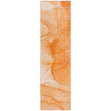 Homeroots 8' Orange Abstract Washable Non Skid Indoor Outdoor Runner Rug Orange Polyester 559749