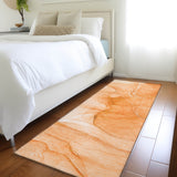 Homeroots 8' Orange Abstract Washable Non Skid Indoor Outdoor Runner Rug Orange Polyester 559749