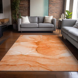 Homeroots 3' X 5' Orange Abstract Washable Non Skid Indoor Outdoor Area Rug Orange Polyester 559751