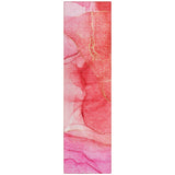 Homeroots 2' X 8' Pink Abstract Washable Non Skid Indoor Outdoor Runner Rug Pink Polyester 559758