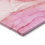 Homeroots 2' X 8' Pink Abstract Washable Non Skid Indoor Outdoor Runner Rug Pink Polyester 559758