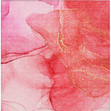 Homeroots 3' X 5' Pink Abstract Washable Non Skid Indoor Outdoor Area Rug Pink Polyester 559760