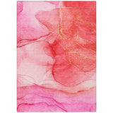 Homeroots 3' X 5' Pink Abstract Washable Non Skid Indoor Outdoor Area Rug Pink Polyester 559760