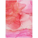 Homeroots 8' X 10' Pink Abstract Washable Non Skid Indoor Outdoor Area Rug Pink Polyester 559763