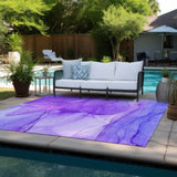 Homeroots 3' X 5' Purple Abstract Washable Non Skid Indoor Outdoor Area Rug Purple Polyester 559769