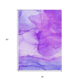 Homeroots 3' X 5' Purple Abstract Washable Non Skid Indoor Outdoor Area Rug Purple Polyester 559769