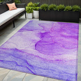 Homeroots 5' X 8' Purple Abstract Washable Non Skid Indoor Outdoor Area Rug Purple Polyester 559770