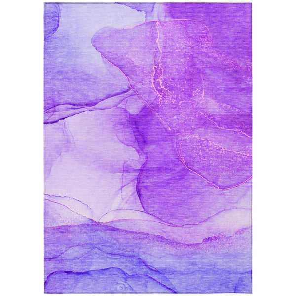Homeroots 5' X 8' Purple Abstract Washable Non Skid Indoor Outdoor Area Rug Purple Polyester 559770