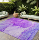 Homeroots 9' X 12' Purple Abstract Washable Non Skid Indoor Outdoor Area Rug Purple Polyester 559773