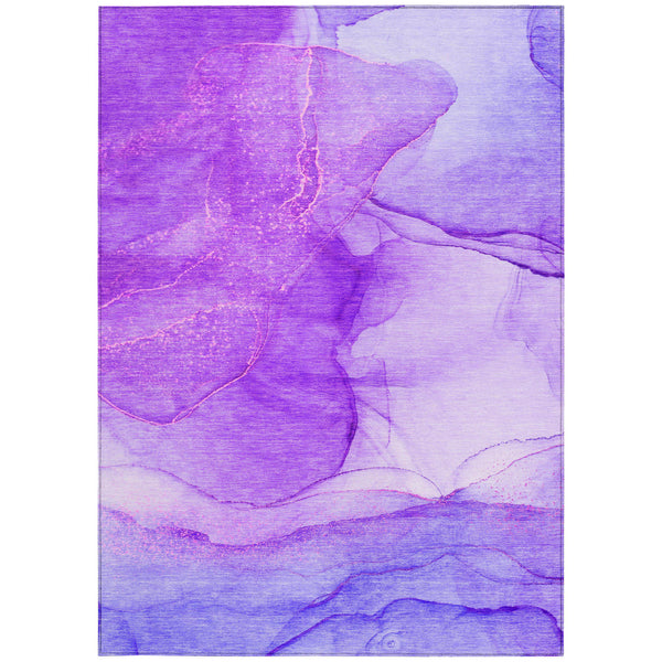 Homeroots 10' X 14' Purple Abstract Washable Non Skid Indoor Outdoor Area Rug Purple Polyester 559774