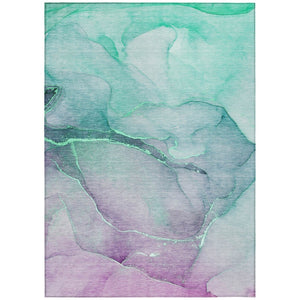HomeRoots 5' Green Abstract Washable Area Rug - Stylish, Non-Skid, Durable Design for Indoor & Outdoor Spaces 10' X 14' 559792