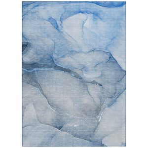 Homeroots 5' X 8' Blue Abstract Washable Non Skid Indoor Outdoor Area Rug Blue Polyester 559797