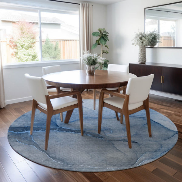 Homeroots 8' Runner Stylish Green Abstract Washable Non-skid Indoor/Outdoor Rug For Kids And Pets’ Spaces 8' Round Polyester 559798