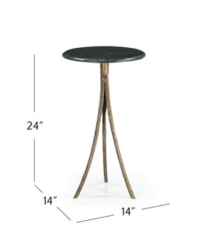 Basset Mirror Milo Modern Accent Table With Emerald Green Marble Top & Unique Hammered Brass-finished Base Green Metal,Marble 5598-lr-223