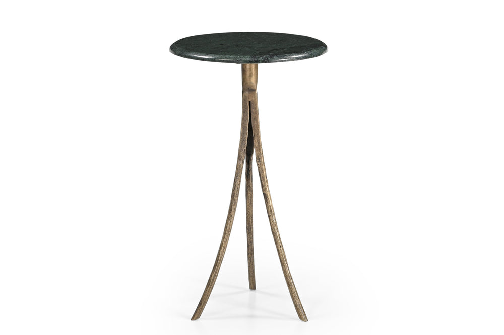 Basset Mirror Milo Modern Accent Table With Emerald Green Marble Top & Unique Hammered Brass-finished Base Green Metal,Marble 5598-lr-223