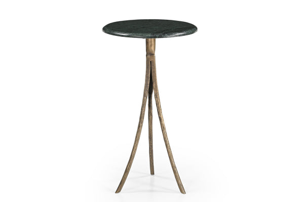 Basset Mirror Milo Modern Accent Table With Emerald Green Marble Top & Unique Hammered Brass-finished Base Green Metal,Marble 5598-lr-223
