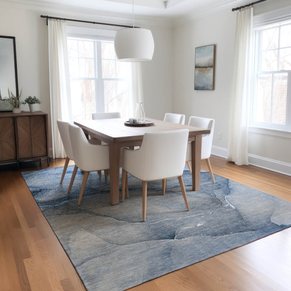 Homeroots 8' Runner Stylish Green Abstract Washable Non-skid Indoor/Outdoor Rug For Kids And Pets’ Spaces 10' X 14' Polyester 559801