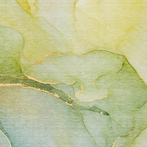 Homeroots 8' Runner Stylish Green Abstract Washable Non-skid Indoor/Outdoor Rug For Kids And Pets’ Spaces 3' X 5' Polyester 559805