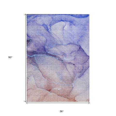 Homeroots 8' Runner Stylish Green Abstract Washable Non-skid Indoor/Outdoor Rug For Kids And Pets’ Spaces 3' X 5' Polyester 559814