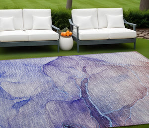 Homeroots 10' X 14' Blue And Brown Abstract Washable Non Skid Indoor Outdoor Area Rug Navy Polyester 559819
