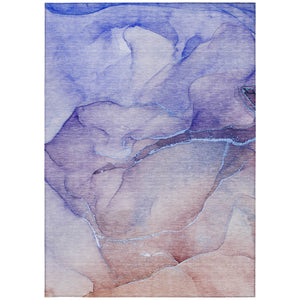 Homeroots 10' X 14' Blue And Brown Abstract Washable Non Skid Indoor Outdoor Area Rug Navy Polyester 559819