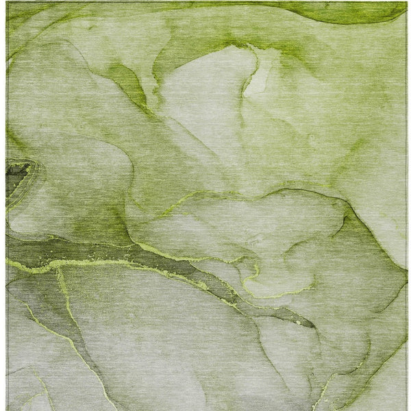 Homeroots 8' Runner Stylish Green Abstract Washable Non-skid Indoor/Outdoor Rug For Kids And Pets’ Spaces 3' X 5' Polyester 559823