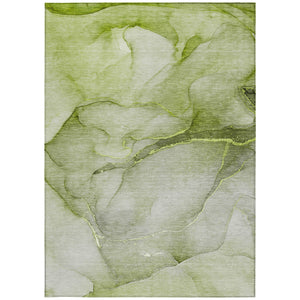Homeroots 8' X 10' Olive Green Abstract Washable Non Skid Indoor Outdoor Area Rug Olive Polyester 559826