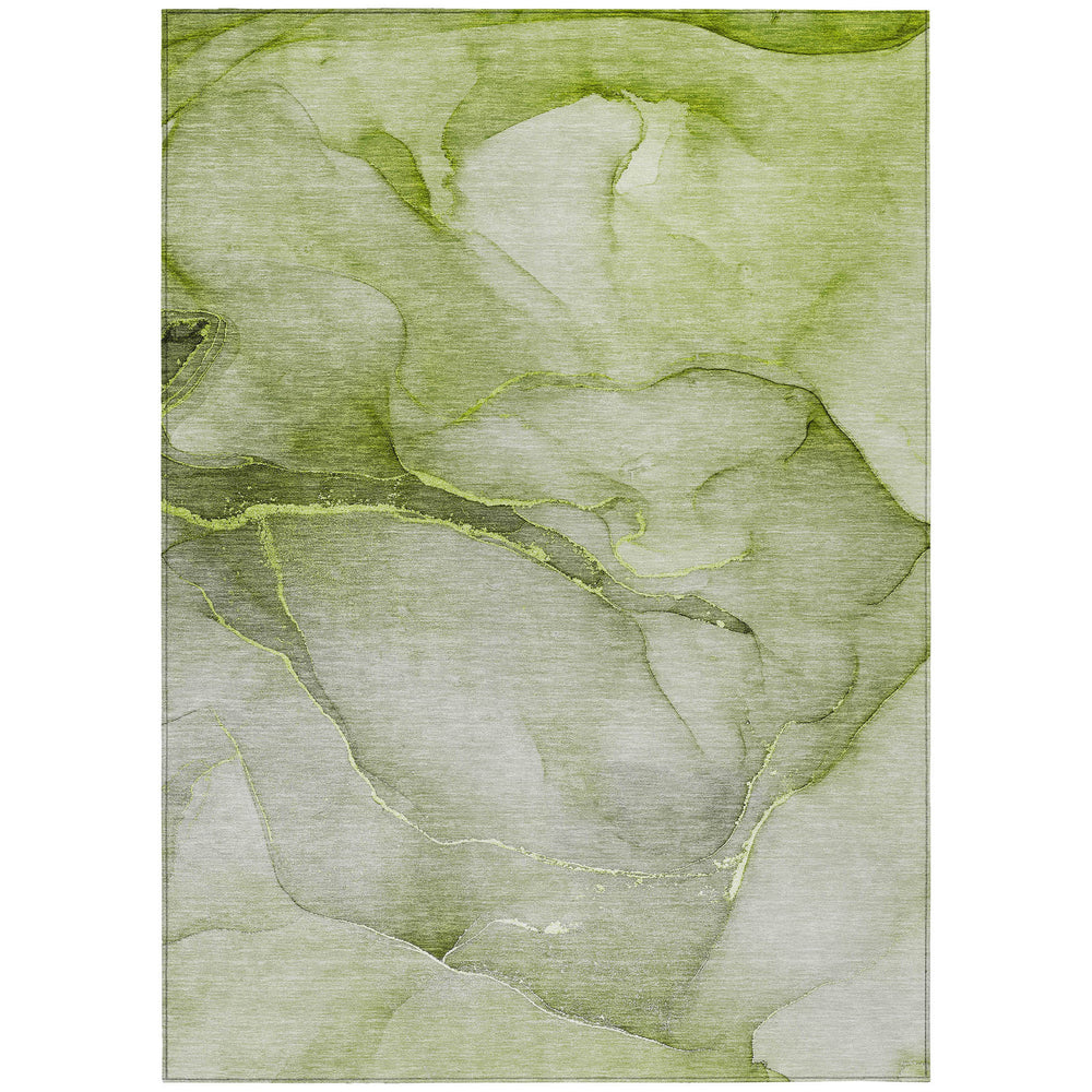 Homeroots 9' X 12' Olive Green Abstract Washable Non Skid Indoor Outdoor Area Rug Olive Polyester 559827