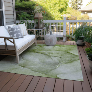 Homeroots 10' X 14' Olive Green Abstract Washable Non Skid Indoor Outdoor Area Rug Olive Polyester 559828