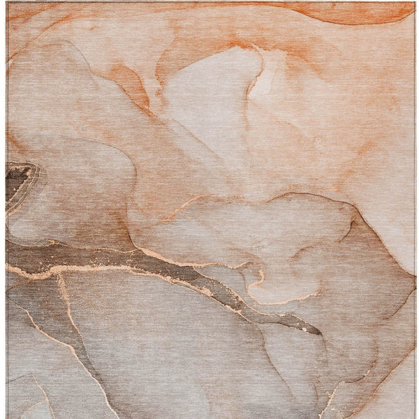 Homeroots 8' Runner Stylish Green Abstract Washable Non-skid Indoor/Outdoor Rug For Kids And Pets’ Spaces 3' X 5' Polyester 559832