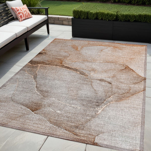 HomeRoots 5' Green Abstract Washable Area Rug - Stylish, Non-Skid, Durable Design for Indoor & Outdoor Spaces 5' X 8' 559833