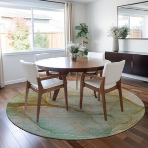 Homeroots 8' Runner Stylish Green Abstract Washable Non-skid Indoor/Outdoor Rug For Kids And Pets’ Spaces Teal Polyester 559843