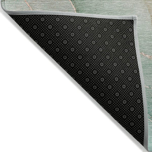 HomeRoots 5' Green Abstract Washable Area Rug - Stylish, Non-Skid, Durable Design for Indoor & Outdoor Spaces 8' X 10' 559844